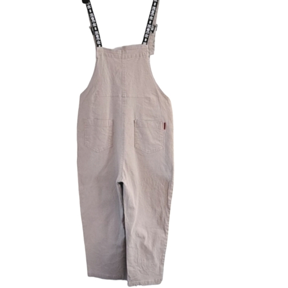 Denim Beige Overalls with Logo Straps Size Medium - Picture 2 of 12